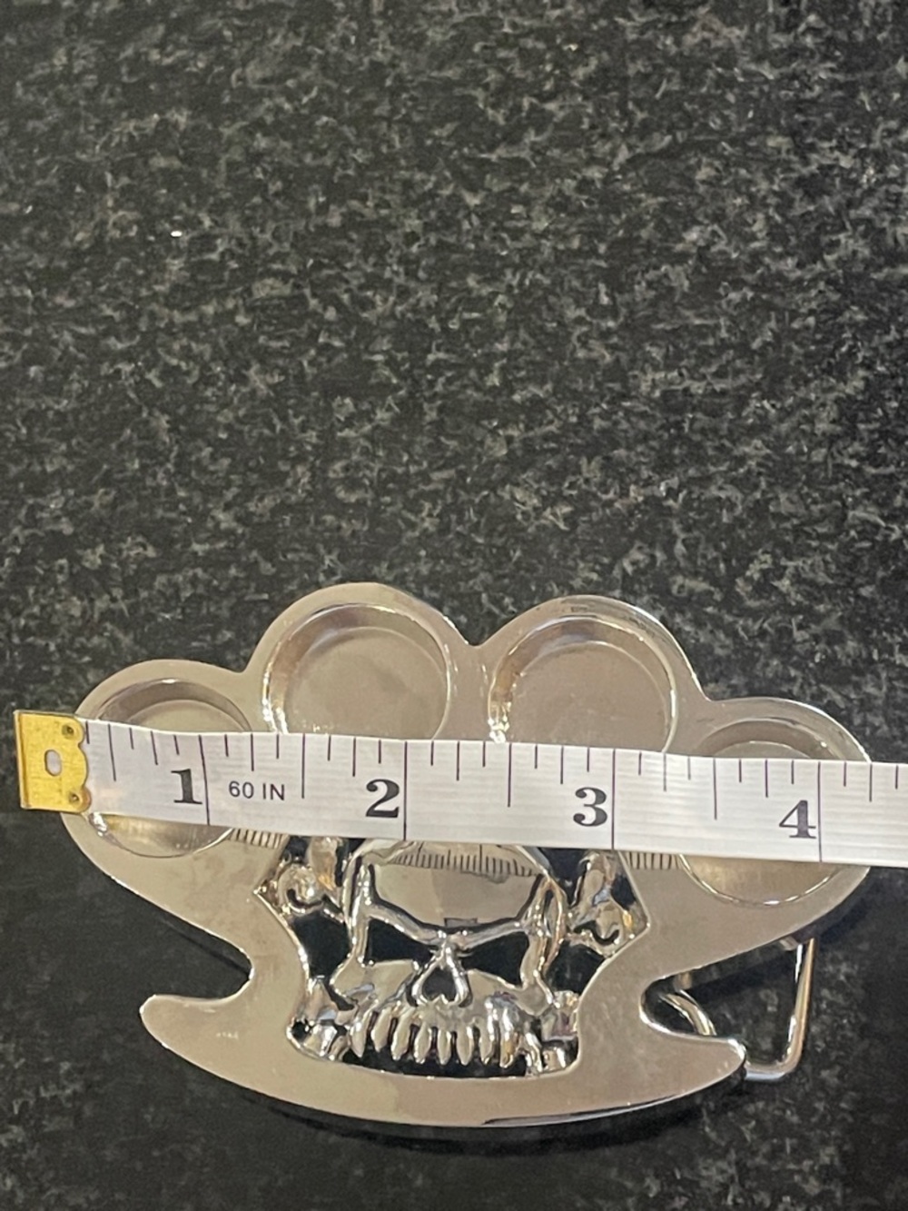 Silver Skull Knuckle Duster Belt Buckle - Picture 4 of 5